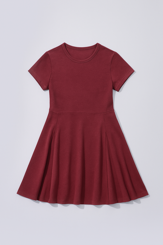 Crew Neck Side Pleat Dress (MIS-1|MIS/15)